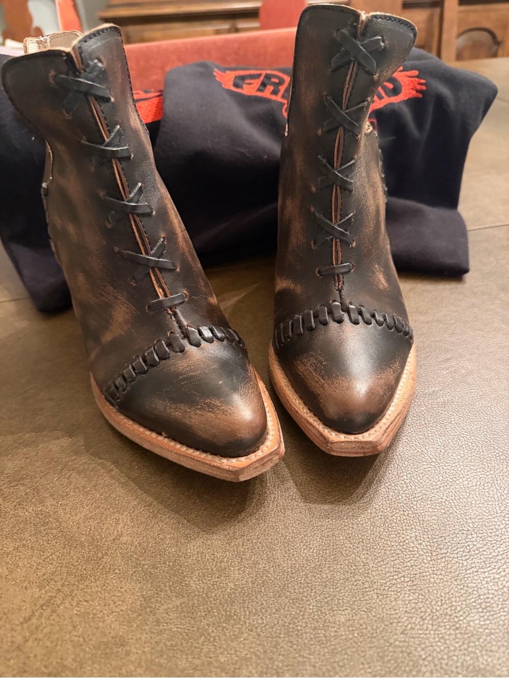 Freebird Women's Black Brown Leather Ankle Boots